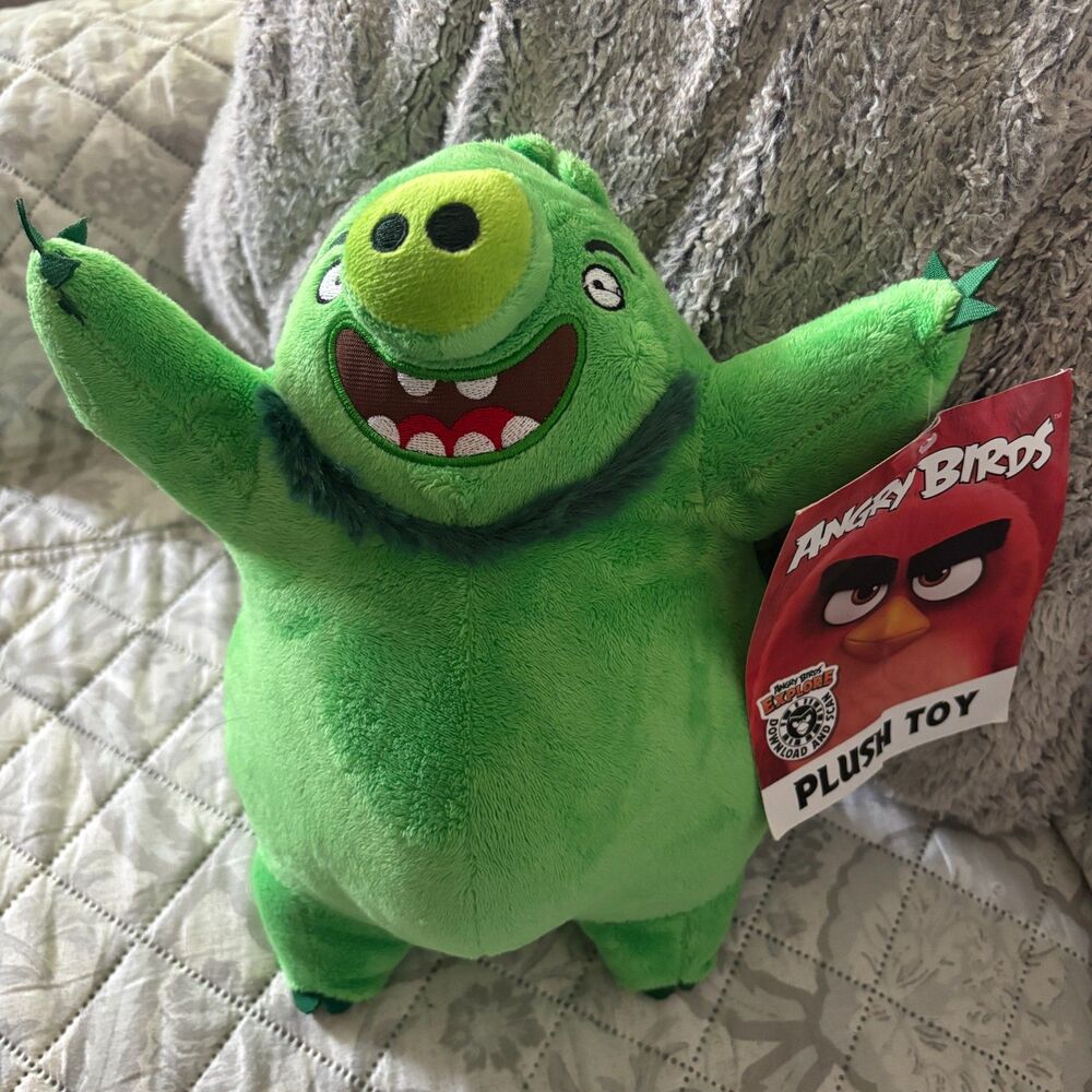 Angry Birds 2 Movie Green Pig Plush 10" King Pig Toy Leonard With Original Tag